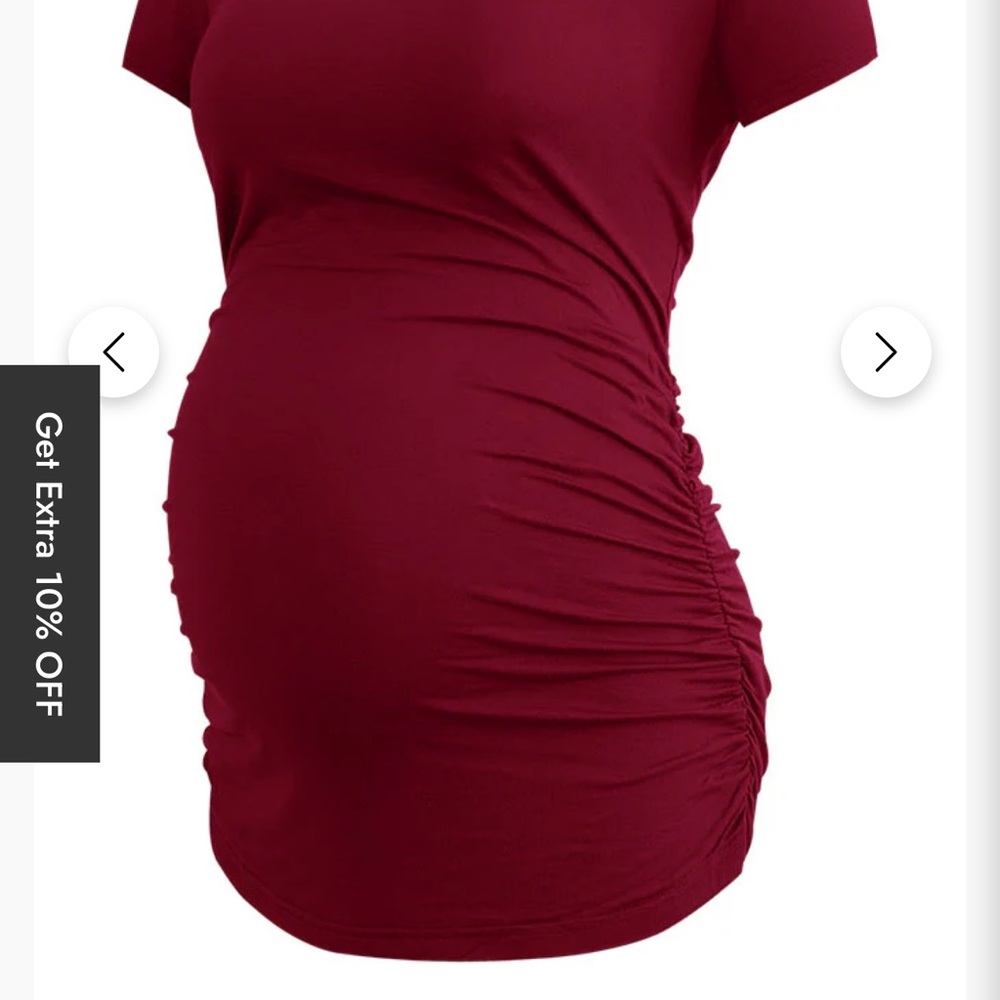 Maternity Burgundy Ruched T-Shirt NEW